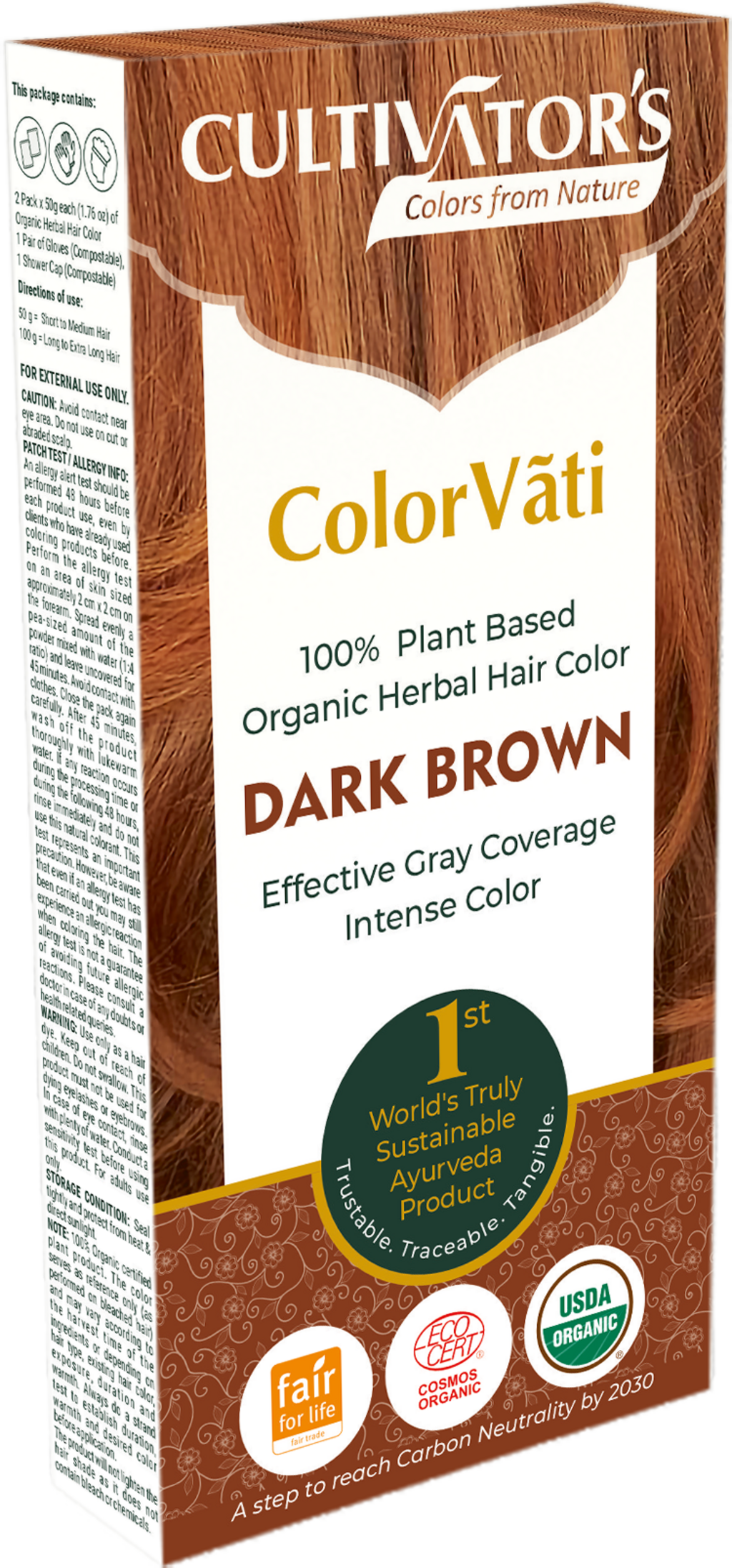 CULTIVATOR'S  ColorVãti Organic Herbal Hair Color - 08 Dark Brown, 100 g