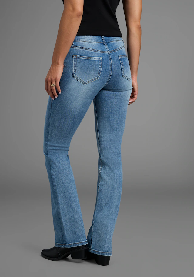 Arizona Bootcut-Jeans »mit Keileinsätzen«, ausgestellte Beinform,  niedrige Leibhöhe,  elastisches Material