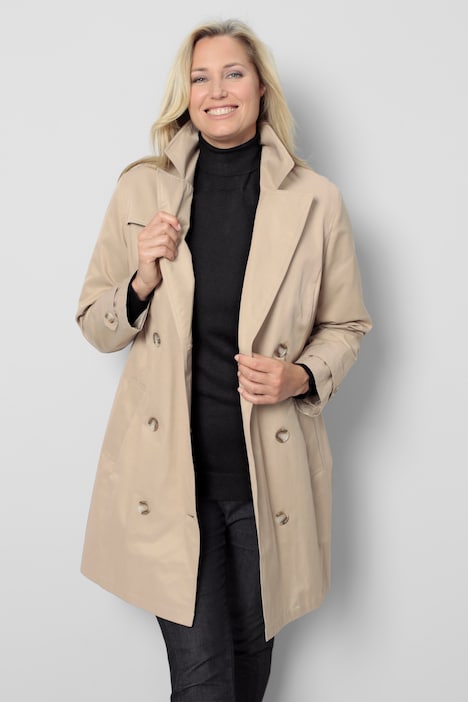 Trenchcoat, Straight Fit, Reverskragen, zweireihige Knopfleiste