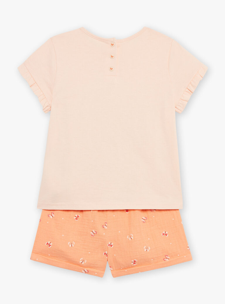 Pyjama abricot à motif et imprimé papillons