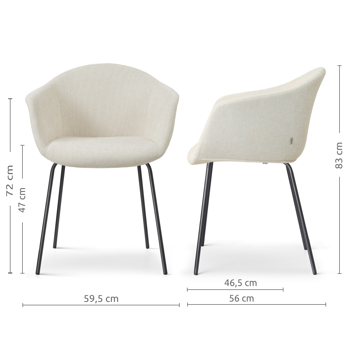Eetkamerstoel Nora-Otis cottonbeige - zwart onderstel