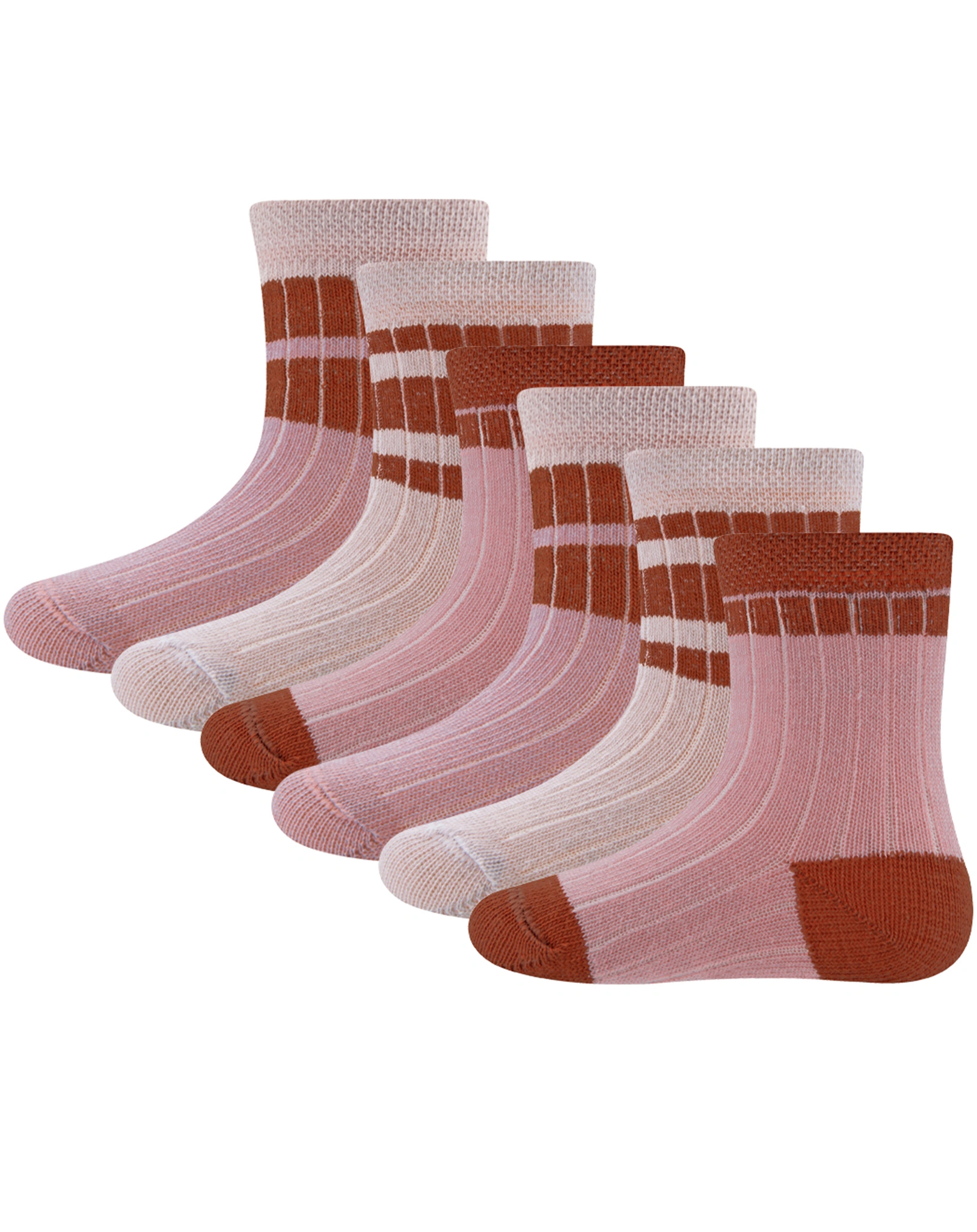 Socken RINGEL 6er Pack in rose/kupfer