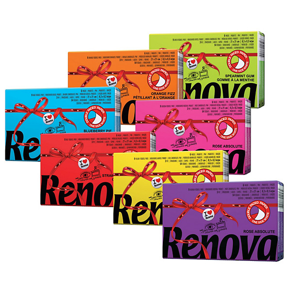 Mouchoirs Renova Color Red Label, 40 paquets de 6 etuis de 9 mouchoirs