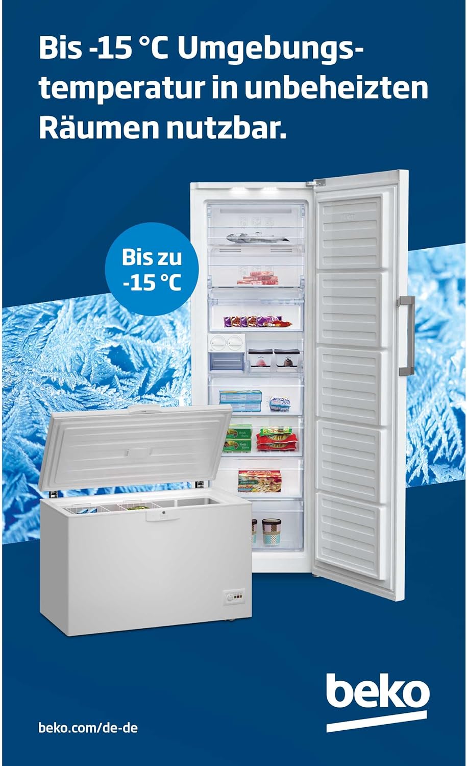 Beko HSM46740 Gefriertruhe groß, 451 l Nutzvolumen, 3 Gefrierkörbe, Temperaturalarm, abschließbar, Innenbeleuchtung, 36 db(A), Weiß