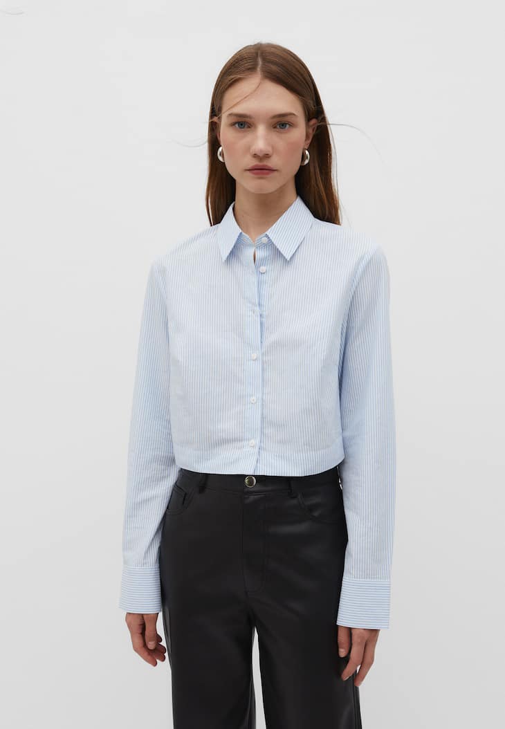 Camisa curta de popeline