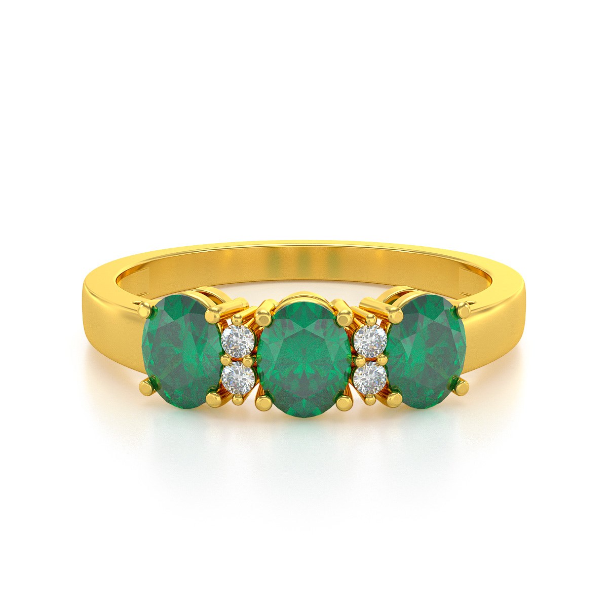 Bague ADEN Or 585 Jaune Emeraude et diamants 2.25grs