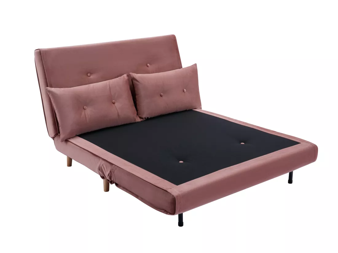 Canapé 2 places convertible en velours rose poudré URIBIA
