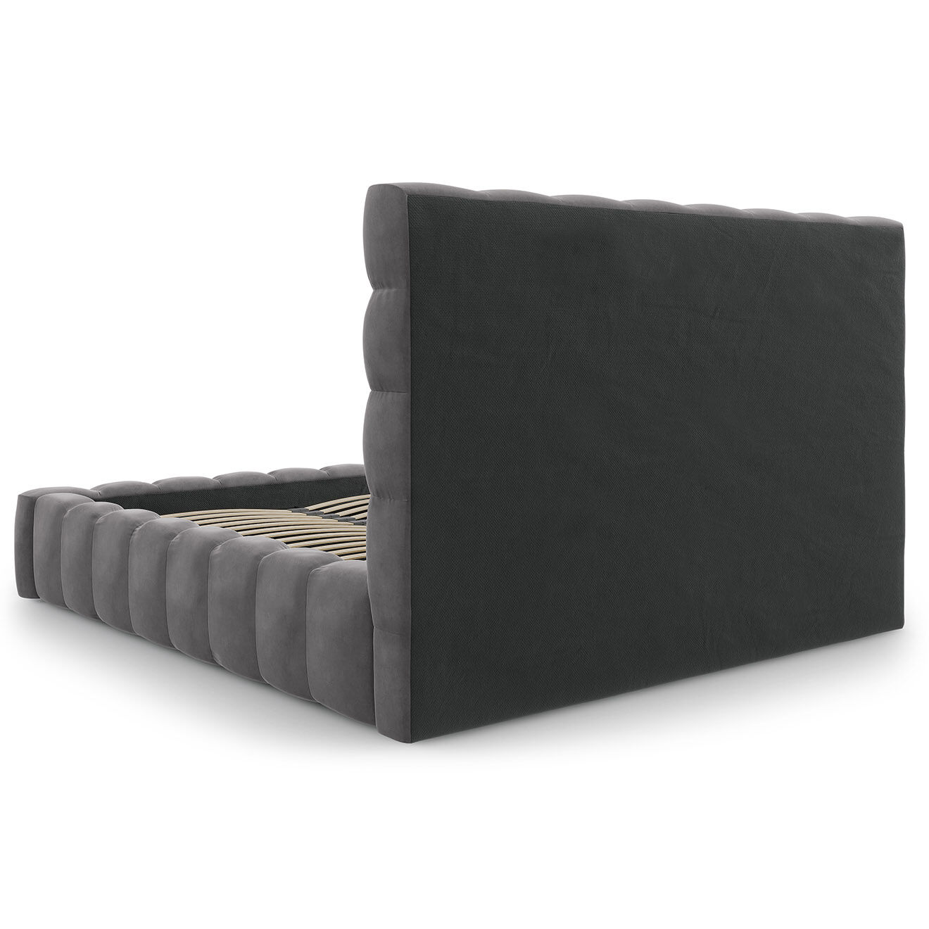 Cosmopolitan Design Lit avec coffre de rangement Bali Velours gris - 180x200 cm