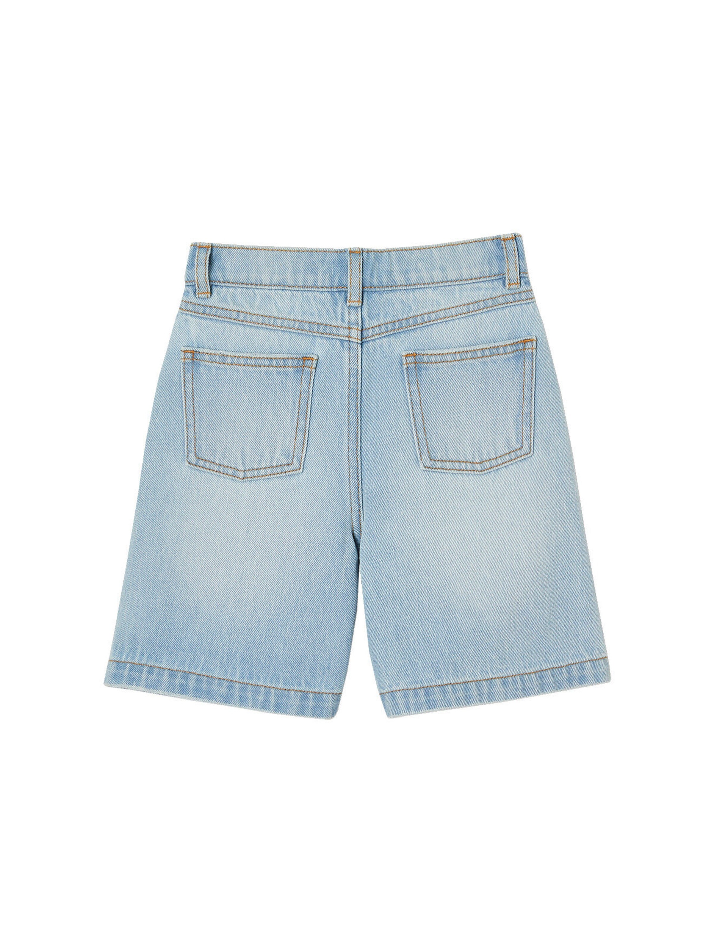 Vertbaudet Mädchen Jeans-Shorts mit gestickten Blumen helles blau