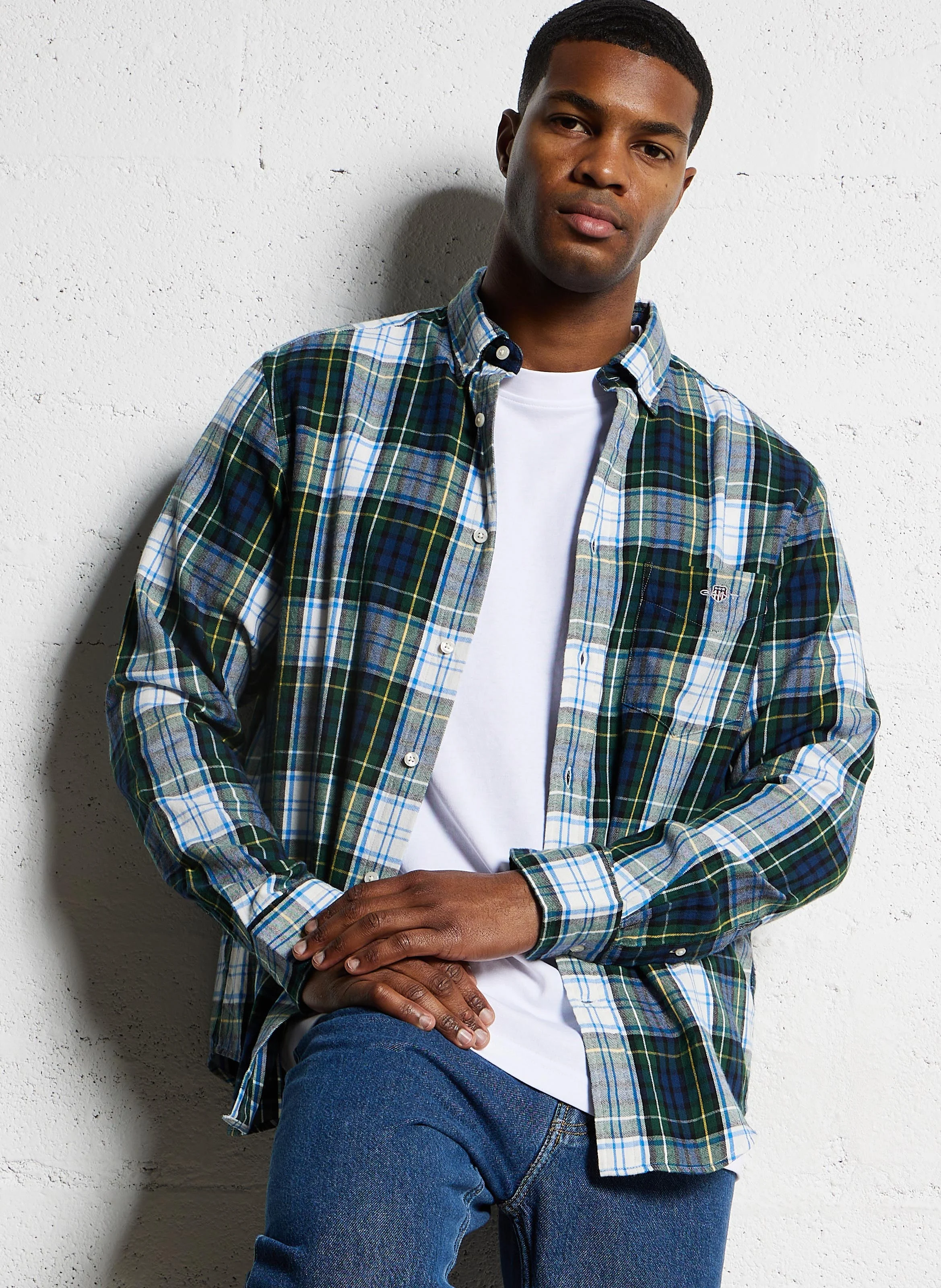 Chemise droite en coton imprimé | Vert
