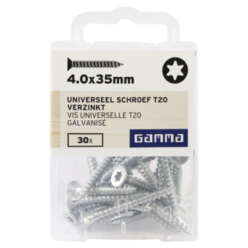 GAMMA schroef universeel platkop verzinkt 4.0x35 mm 30 stuks