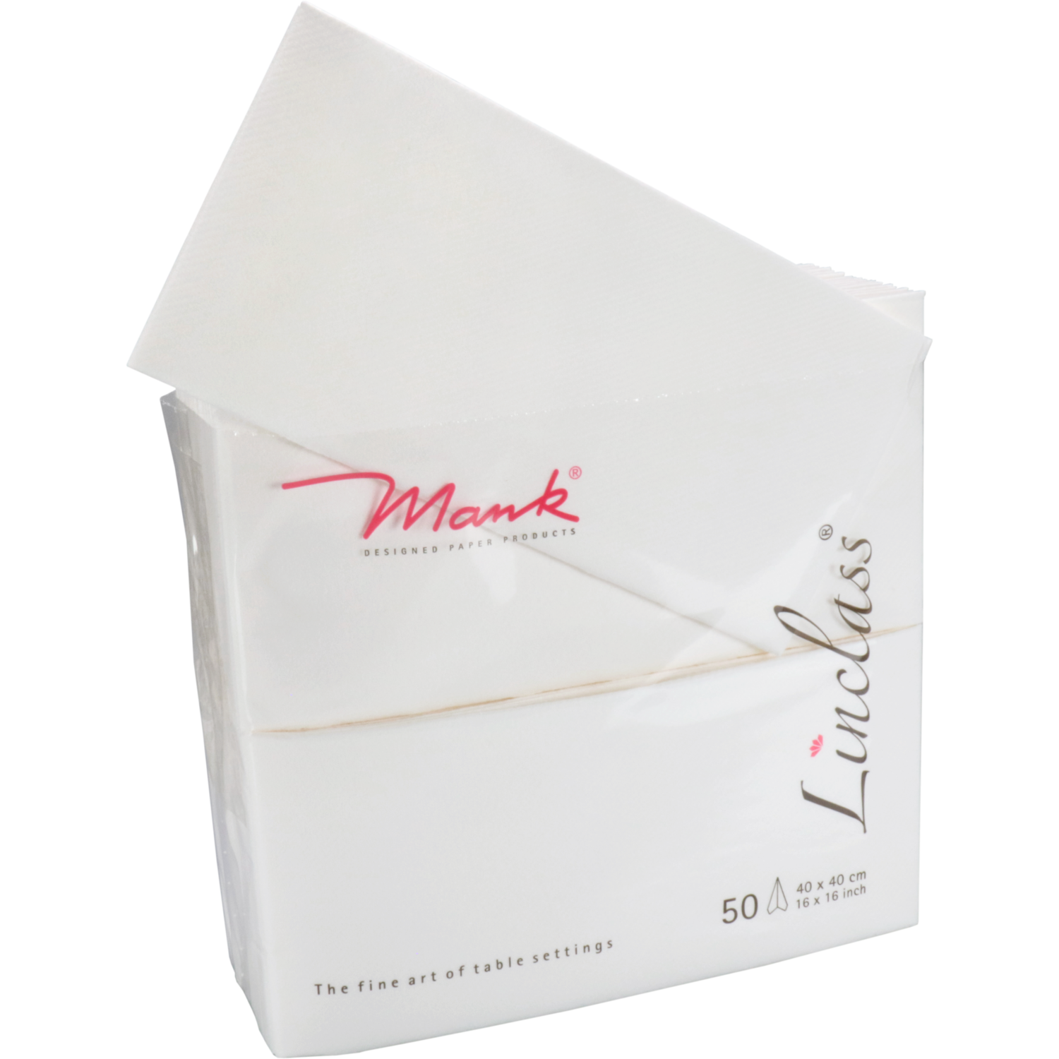 Servet, 1/8 vouw, 40x40cm, airlaid, wit