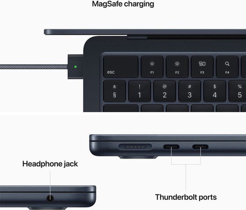 Apple MacBook Air (2022) MC7X4N/A inch Apple M2 256 GB Middernacht