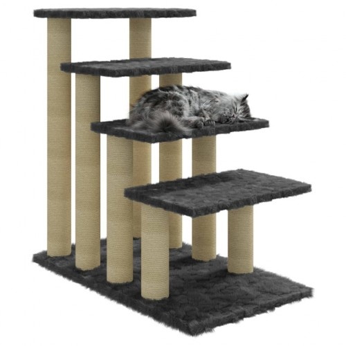 Arranhador de quatro níveis cinza escuro vidaXL para gatos
