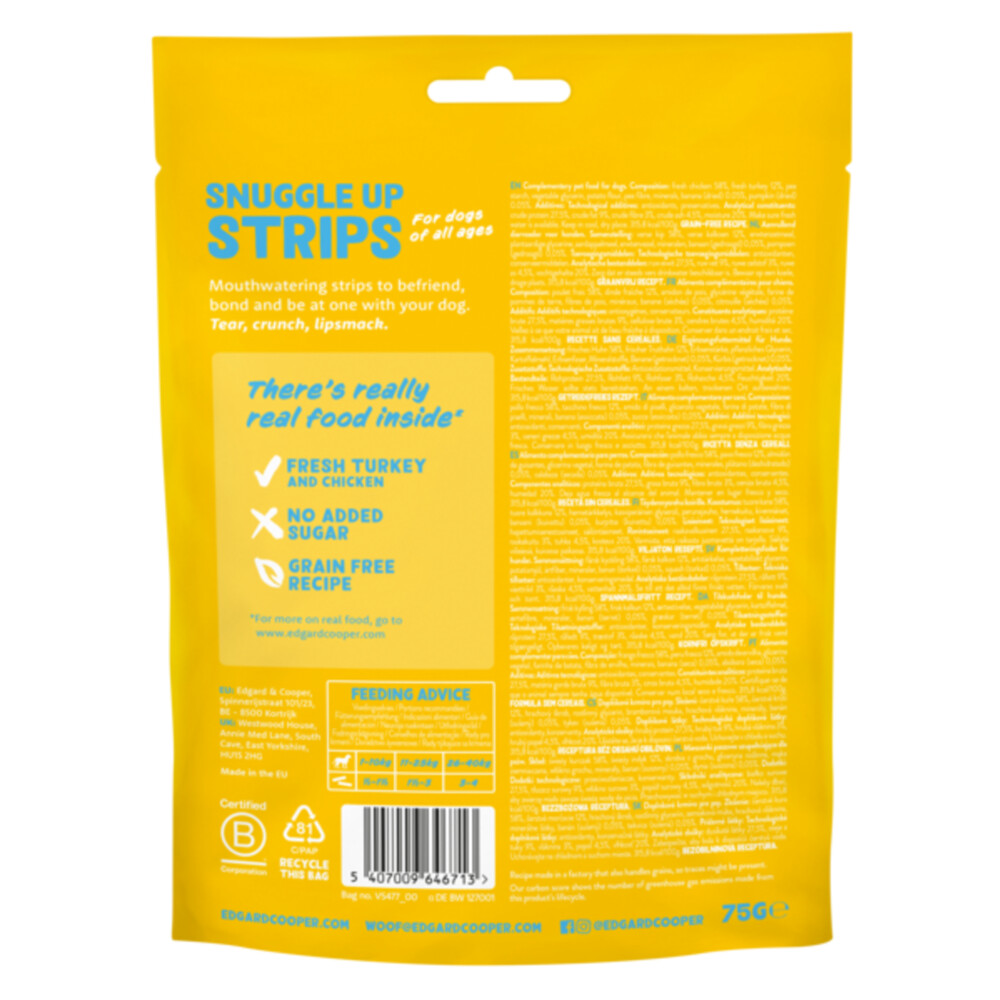 Edgard & Cooper Adult Strips Kalkoen - Kip75 gr