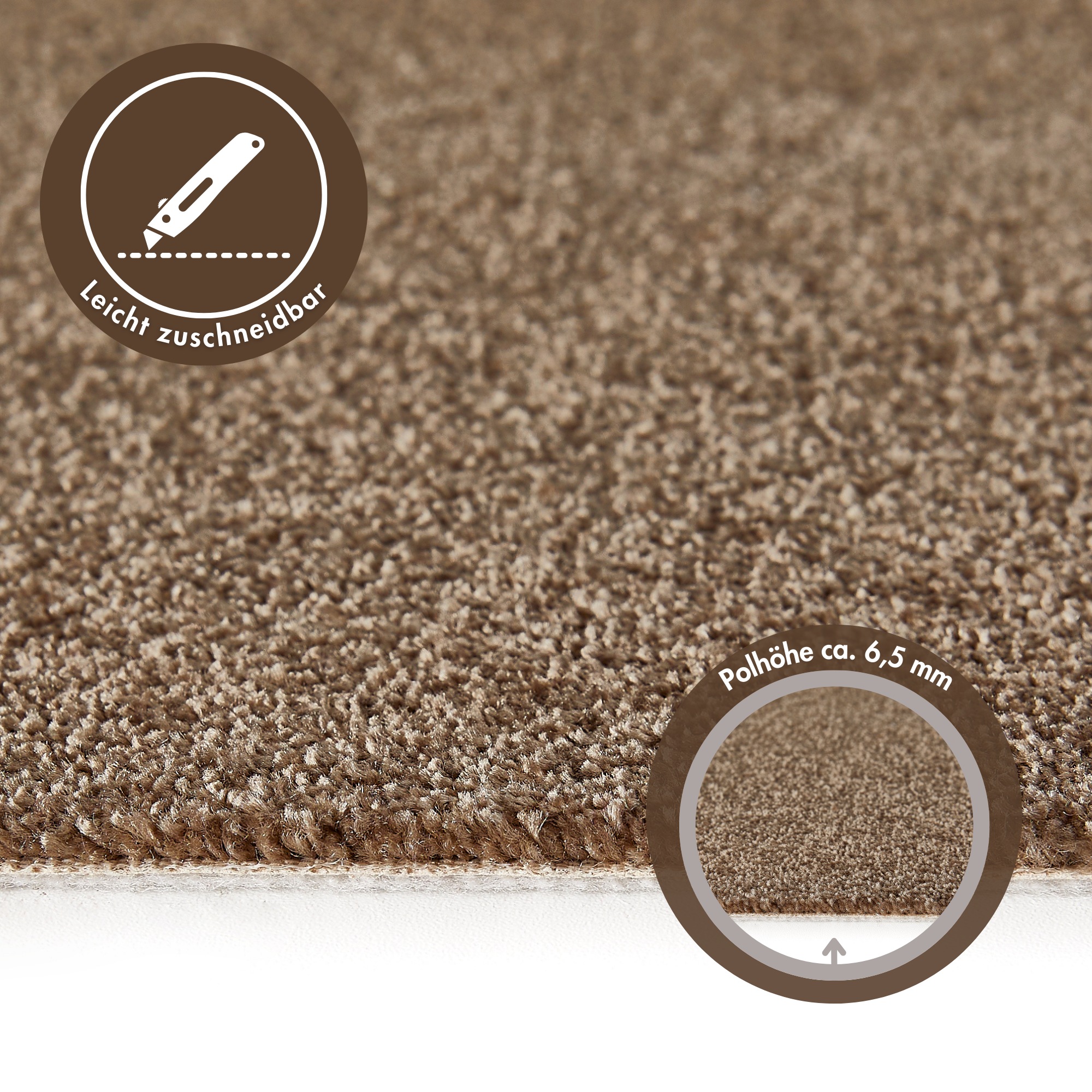 Andiamo Teppichboden »Verona, Velours, Made in Belgium« rechteckig 6 mm Höhe Uni Farben, Breite 400 cm oder 500 cm, strapazierfähig , pflegeleicht