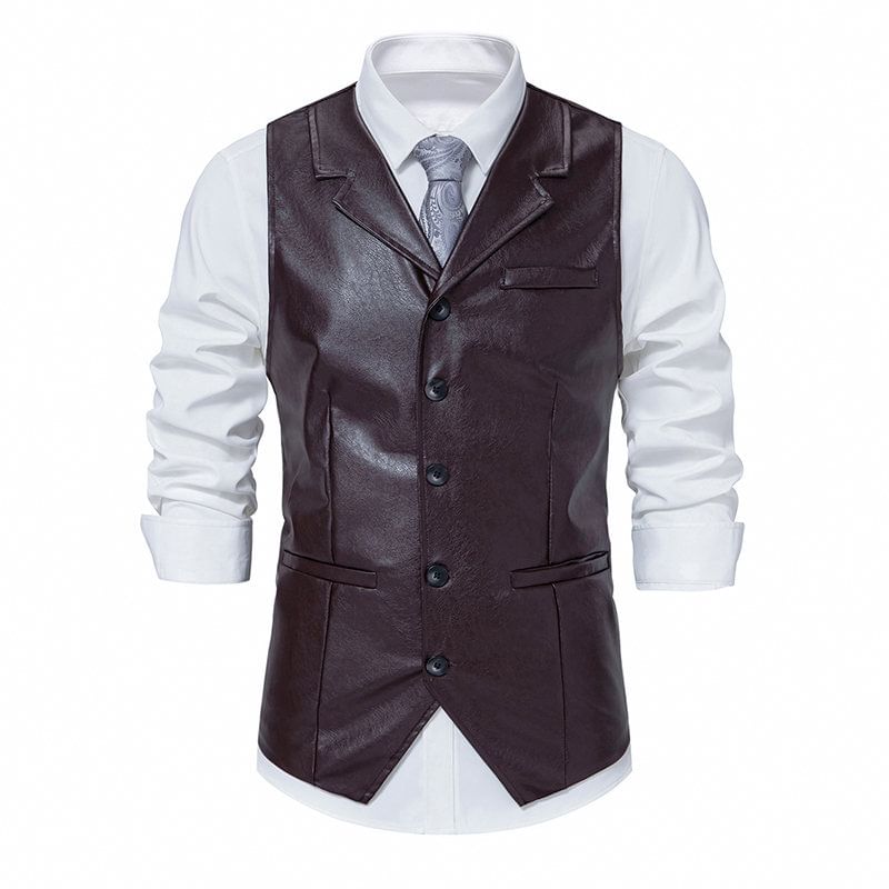 YIKES - Mouwloos reverskraag imitatieleren vest