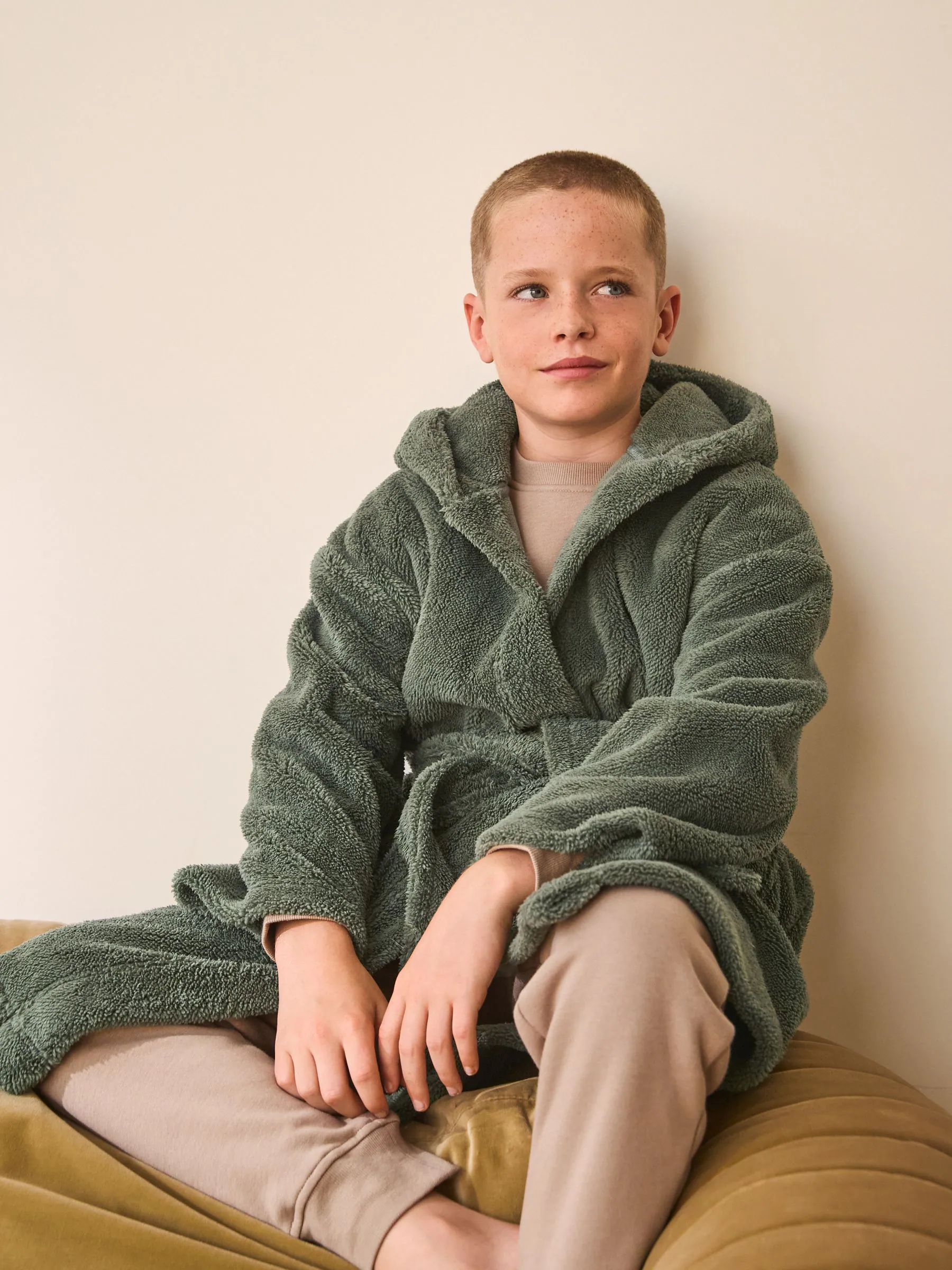 Grijs-groen - Fleece badjas (1,5-16jr)