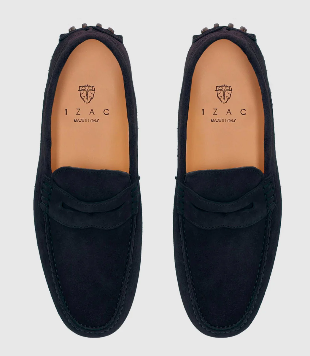 Mocassin en cuir velours marine 