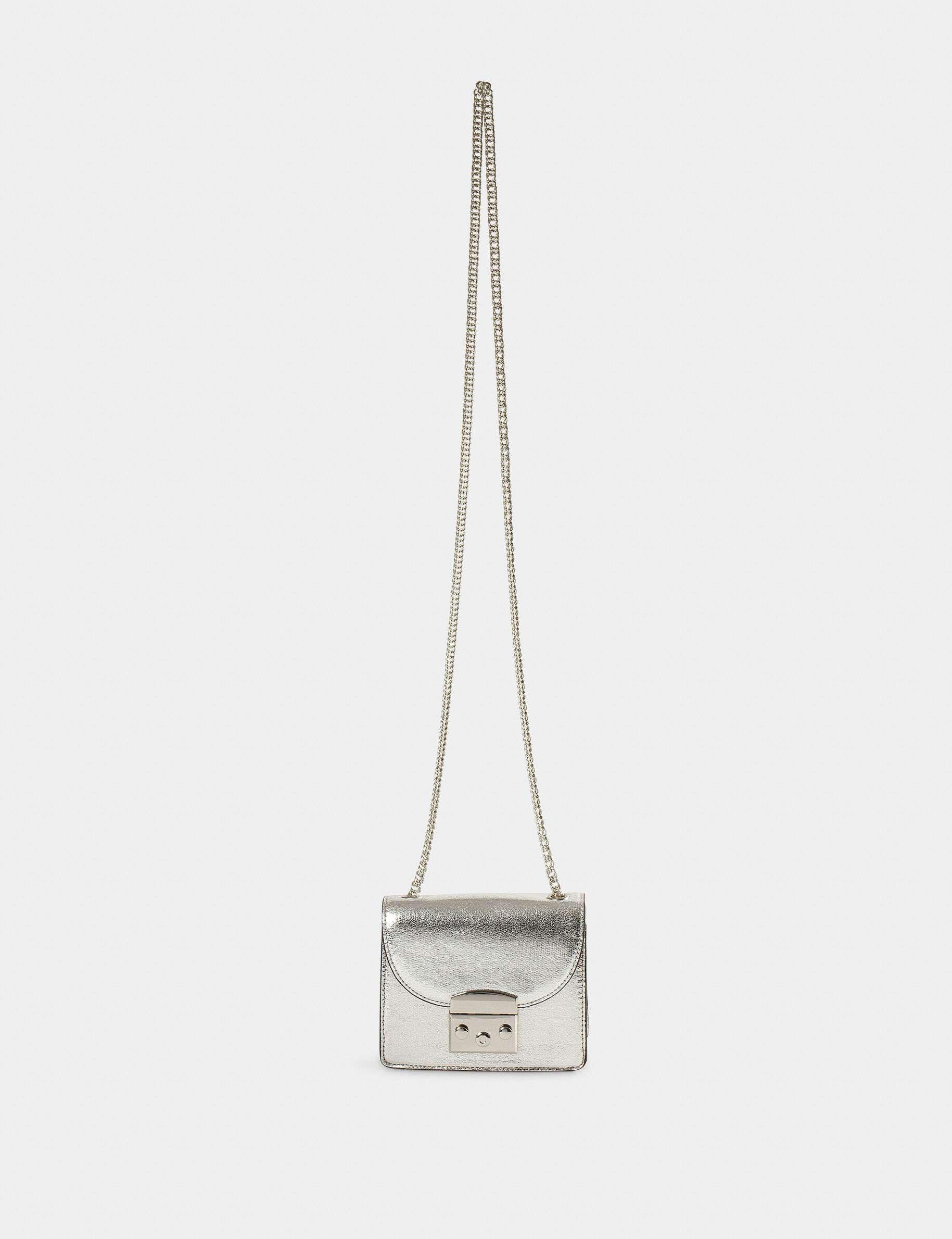 Sac pochette métallisé argente femme - argente