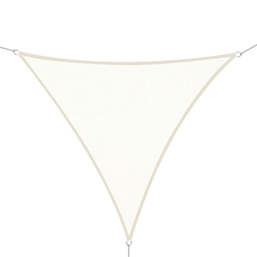Toldo triangular de 4x4x4m, cor creme, para camping.