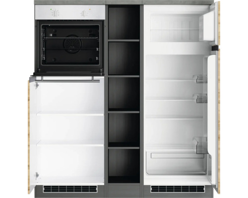 Held Furniture keukenblok met apparatuur PISA 390 cm wild eiken mat gedemonteerd omkeerbaar model 1129.6310