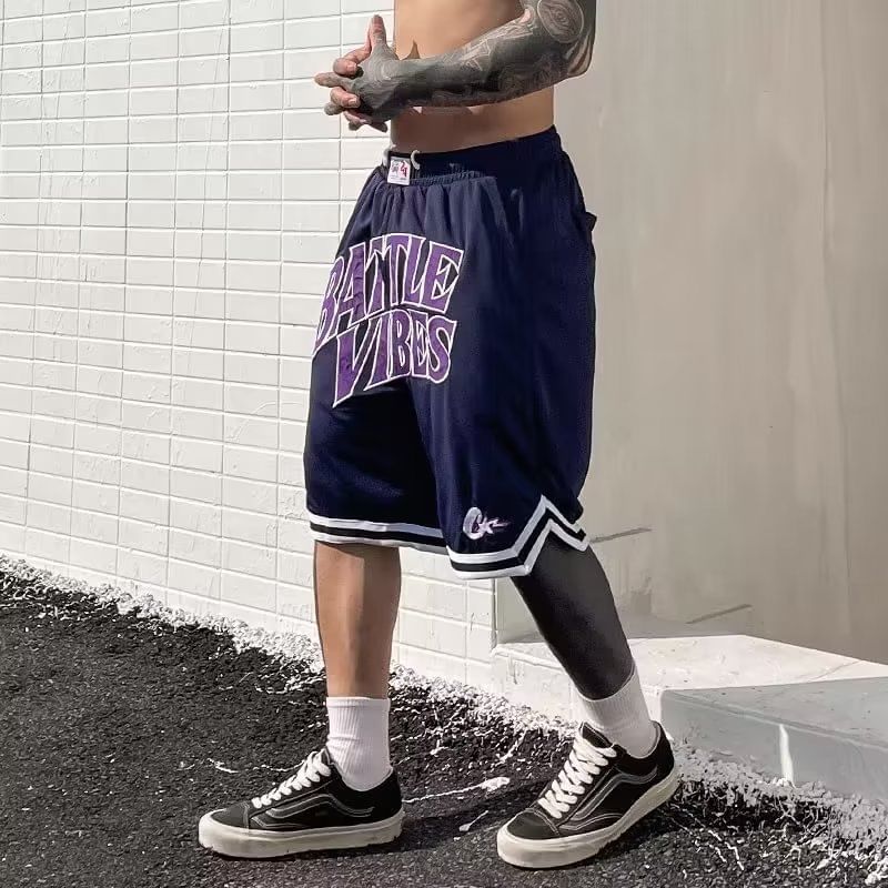 Lingaris - Mid Rise Lettering Shorts