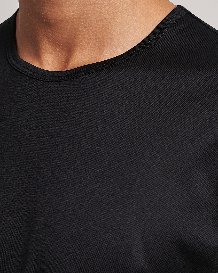 Zegna Filoscozia Pure Cotton Round Neck T-Shirt Black