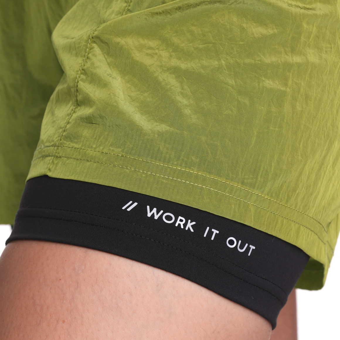 Gina Sports Damen Sport-Shorts zweilagig gelbgrün / dunkelgrau