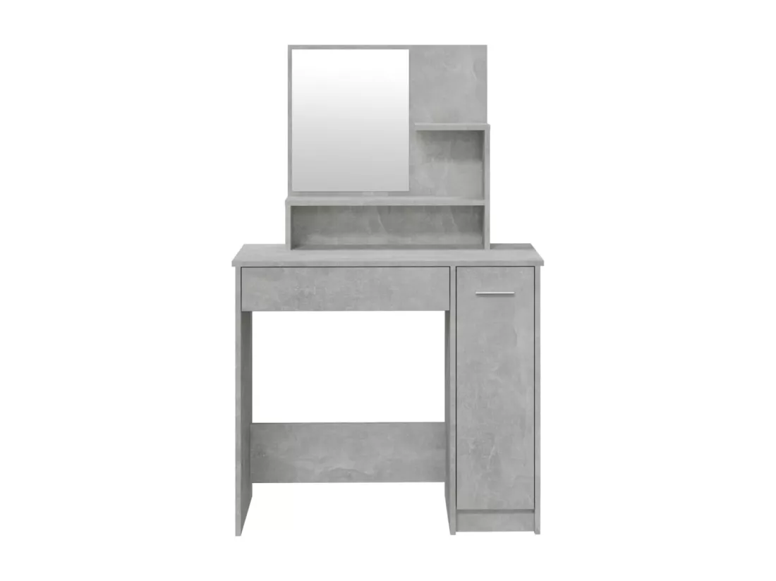 Coiffeuse avec miroir Gris béton 86,5x35x136 cm