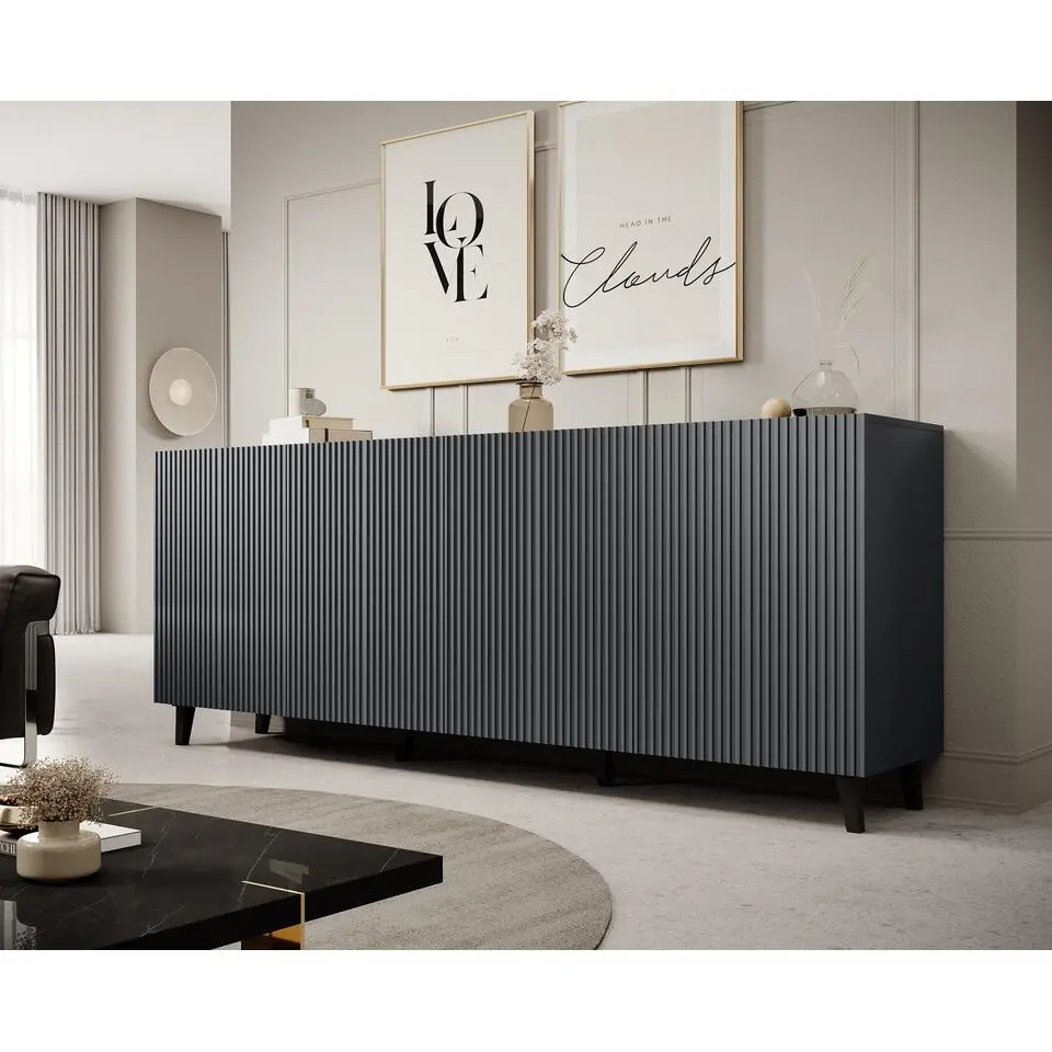 Meubella - Dressoir Vintar - Antraciet - 200 cm