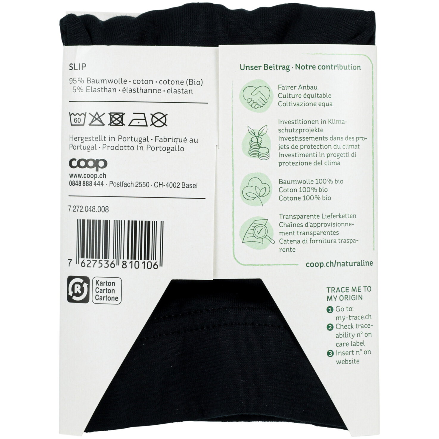 Naturaline Textil Herren Slip schwarz XL