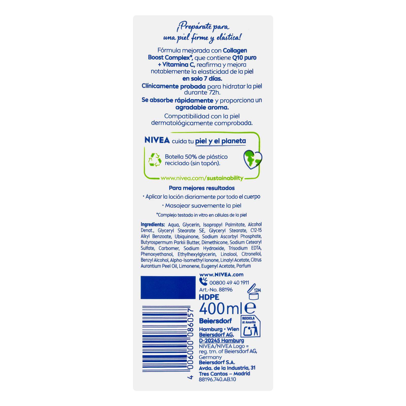 Lotion corporelle raffermissante Nivea Q10 et vitamine C
