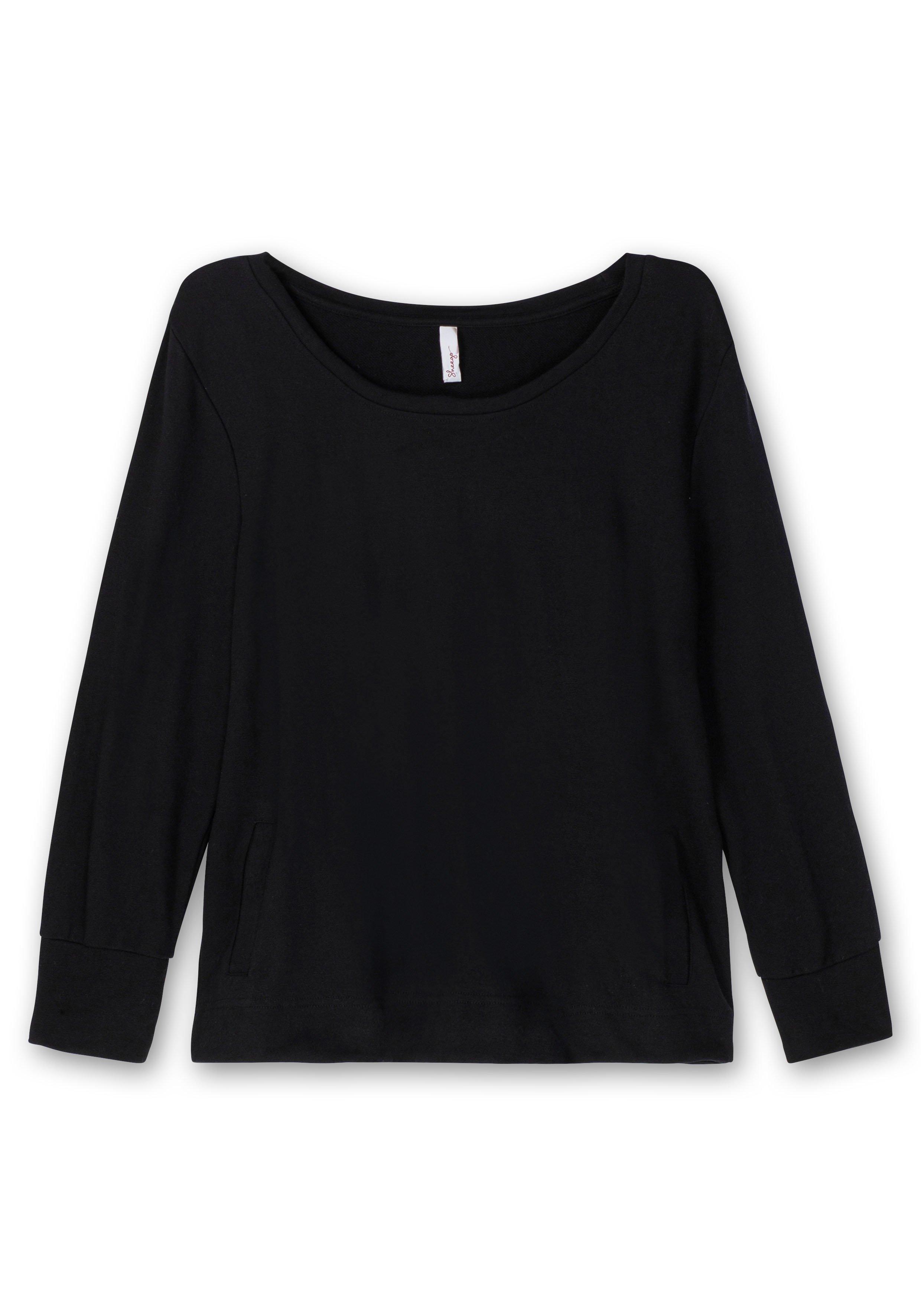 Sweatshirt mit Taschen und tiefem Rundhalsausschnitt