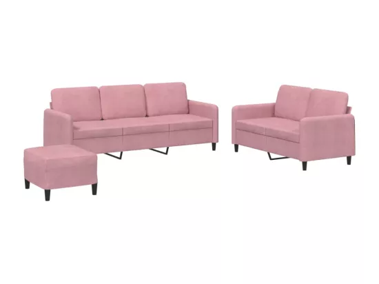 Ensemble de canapés 3 pcs rose velours