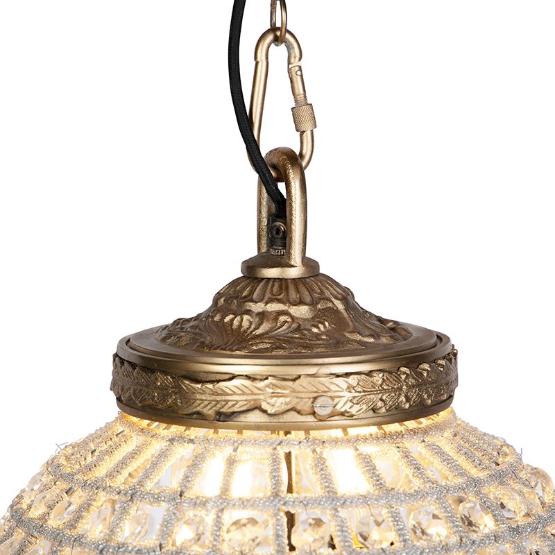 Art Deco hanglamp kristal met goud 35 cm - Kasbah