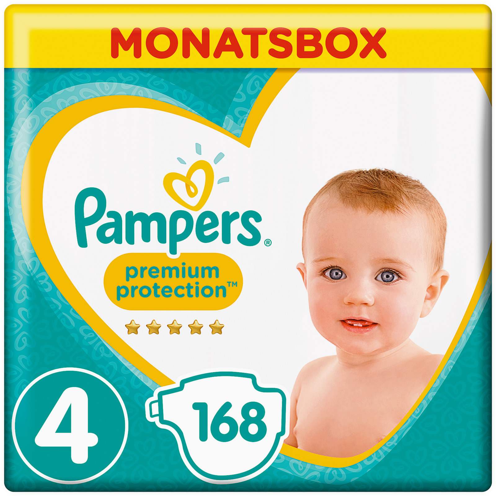 Pampers Gr. 4 Premium Protection Maxi 9-14 kg Monatsbox 168er