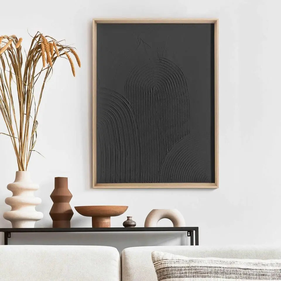 Schilderij 3D Art Arches - charcoal - 40x30cm - Zwart