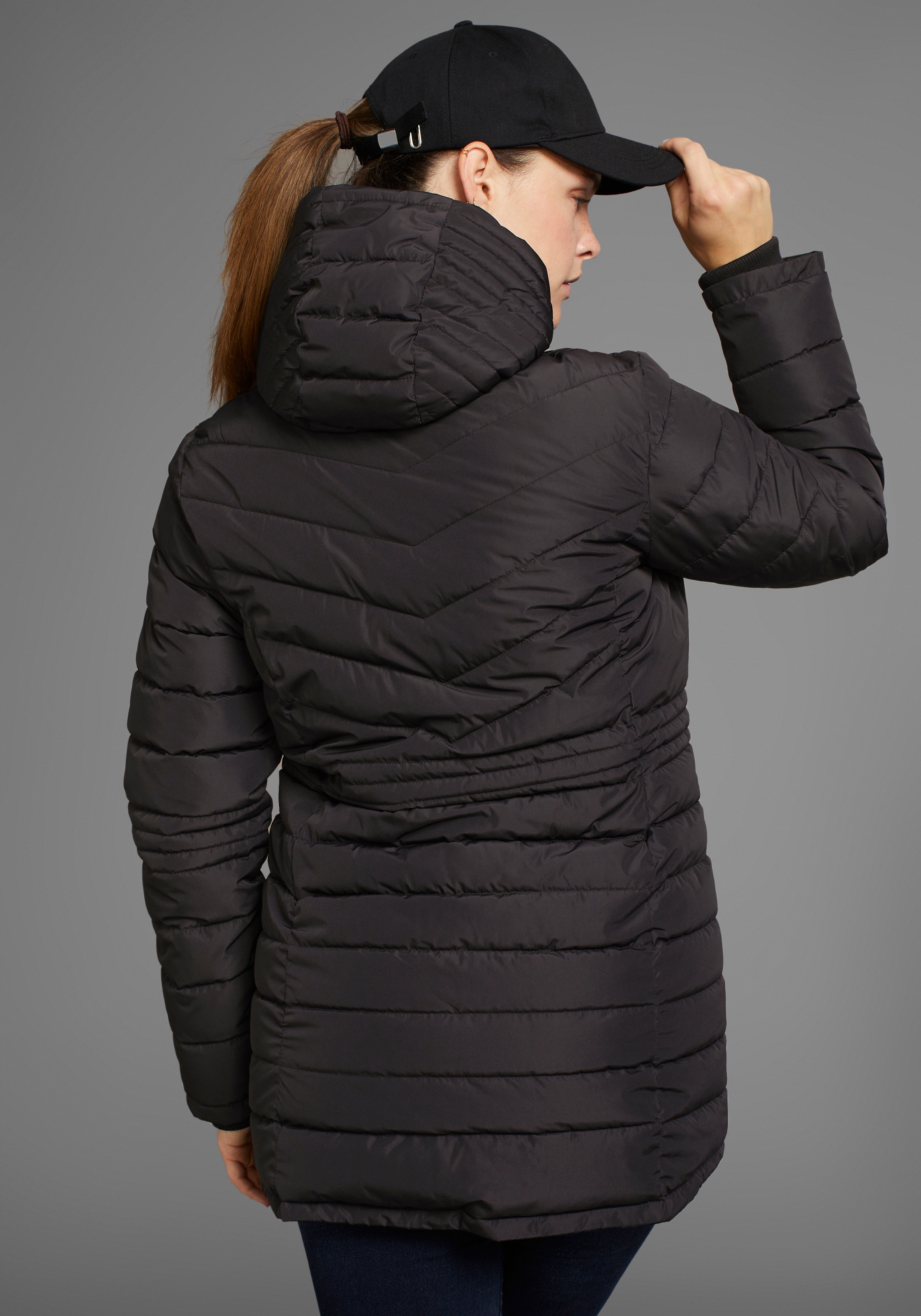 Polarino Steppjacke mit Kapuze für Übergang und kühle Tage,  atmungsaktiv,  wasserabweisend