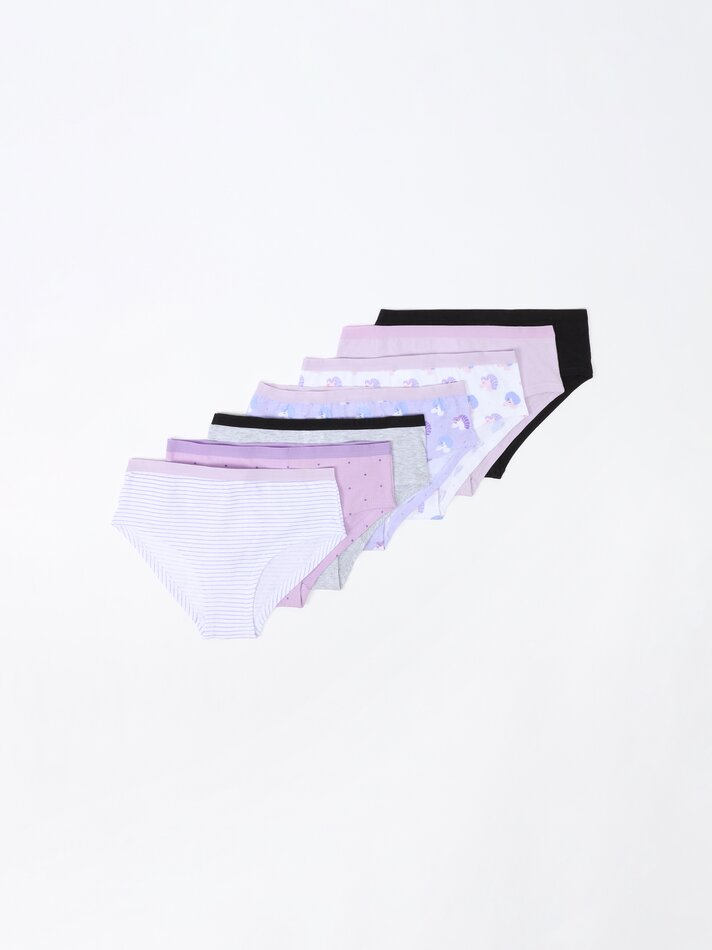 Pacote com 7 calcinhas hipster estampadas - Cores variadas