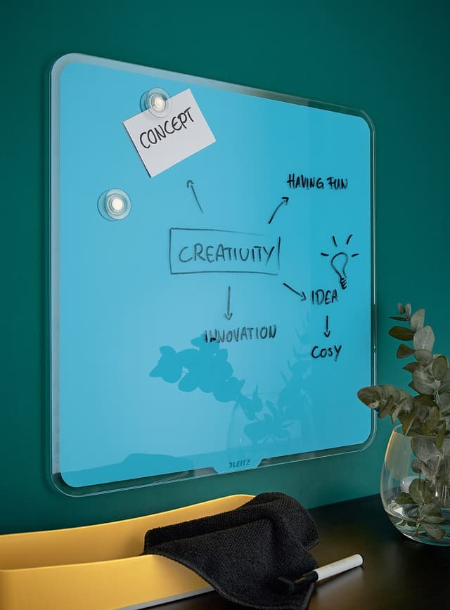 Whiteboard glastavle Leitz Cosy 45x45blå