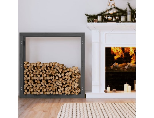 VIDAXL - Accessoires cheminée Support pour bois de chauffage gris 100x25x100 cm bois de pi...
