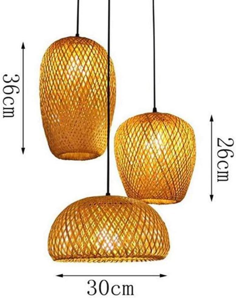 Rattan Bambus Pendelleuchte Retro Stil Laterne Kronleuchter Antik Holz Esszimmer Lampe Landhaus Hängelampe Wicker Lampenschirm Schlafzimmer Wohnzimmer Deckenlampe E27 Pendellampe 3 Leuchte