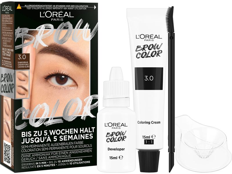 L'Oréal Paris Augenbrauenfarbe Brow Color 3.0 Dunkelbraun Augenbrauenfarbe, die bis zu 5 Wochen hält