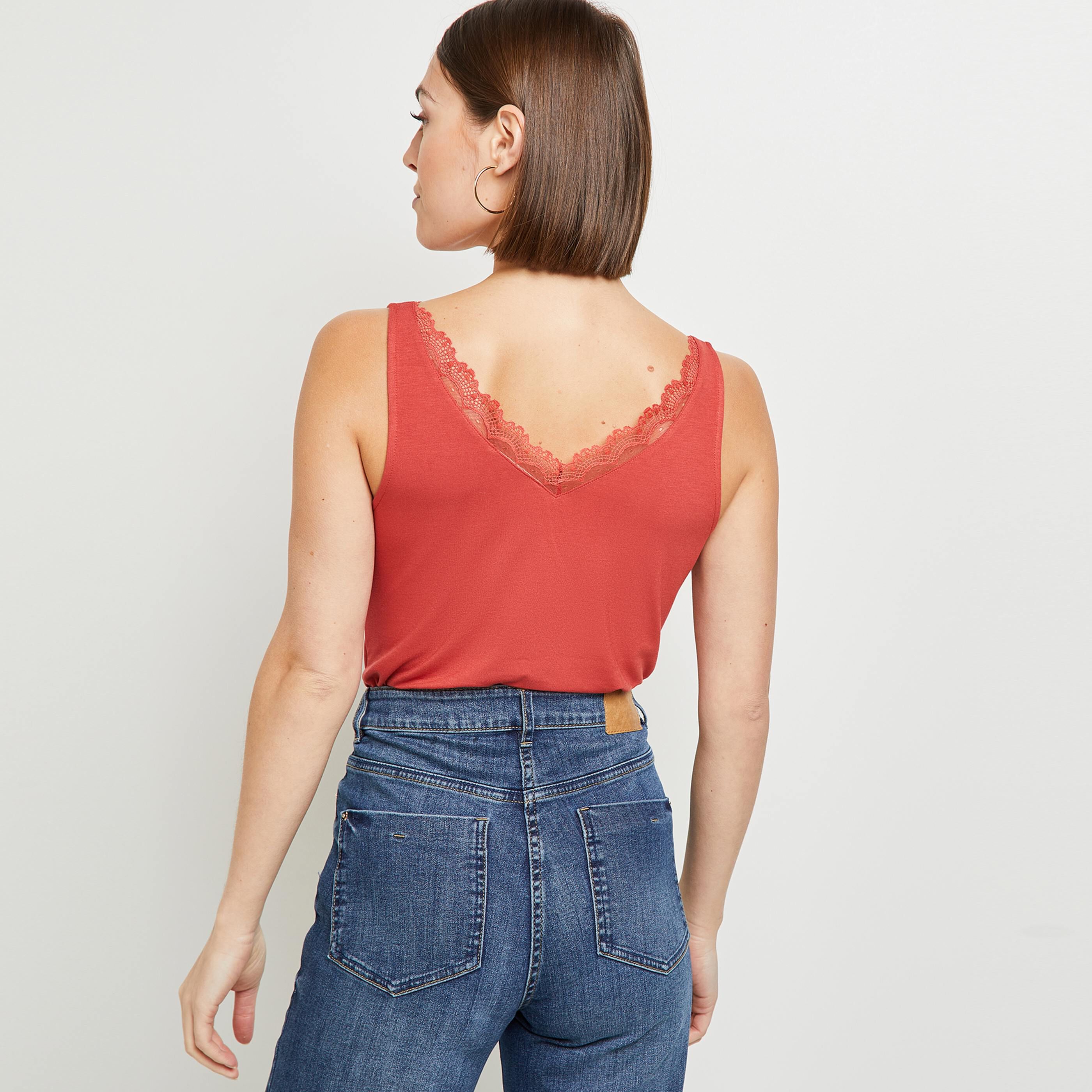 Débardeur col V femme - TERRACOTTA