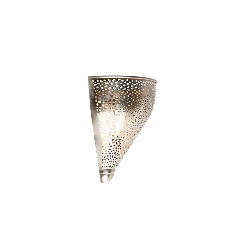 Oosterse wandlamp staal met lichteffect - Sinbad