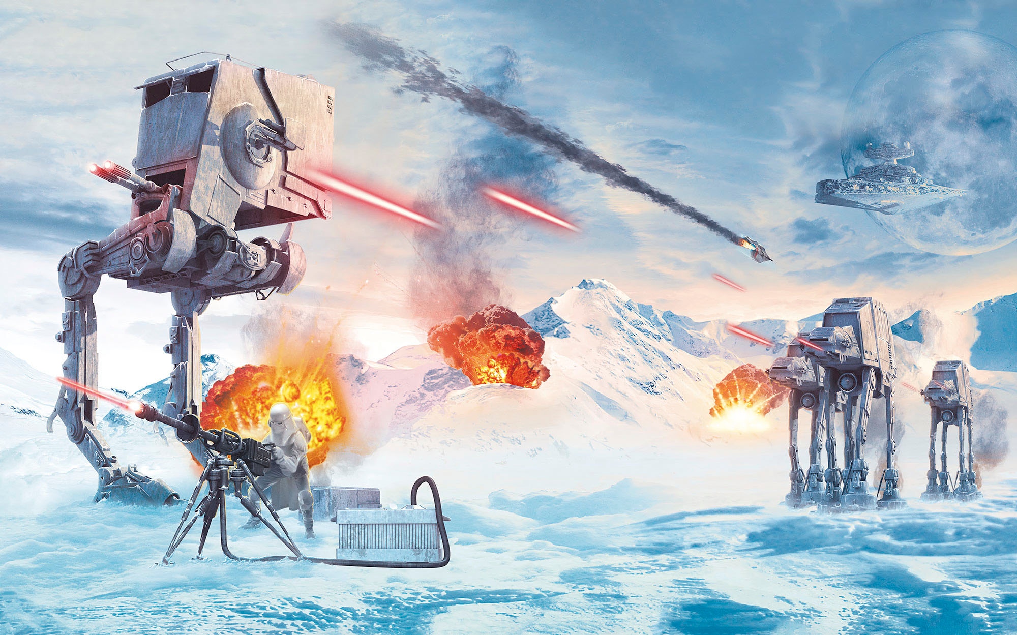 Komar Fototapete »Digitaldruck Vlies -  Star Wars Hoth Showdown - Grösse 400 x 250 cm« bedruckt glatt Kinderzimmer