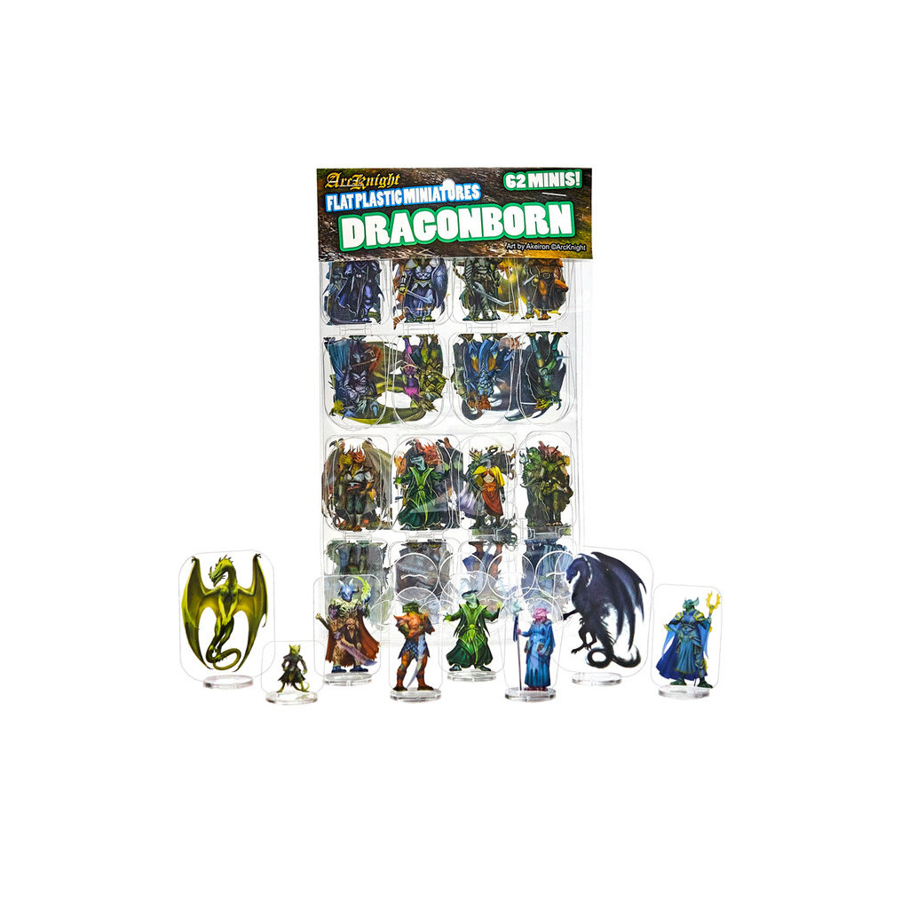 Flat Plastic Miniatures - Dragonborn - 62 Pieces