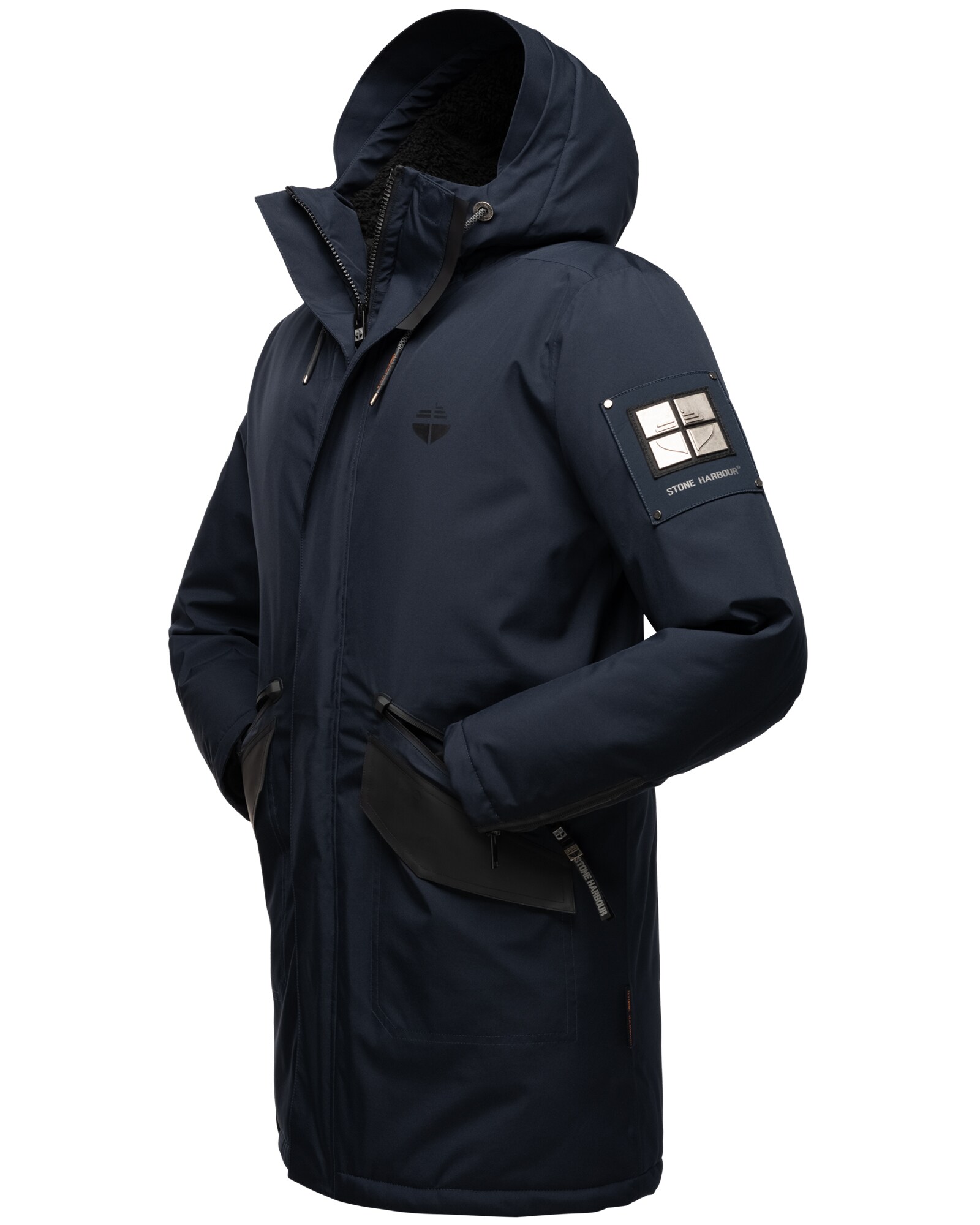 STONE HARBOUR Herren Modischer Wintermantel Winterparka mit Teddyfell Futter Ragaan