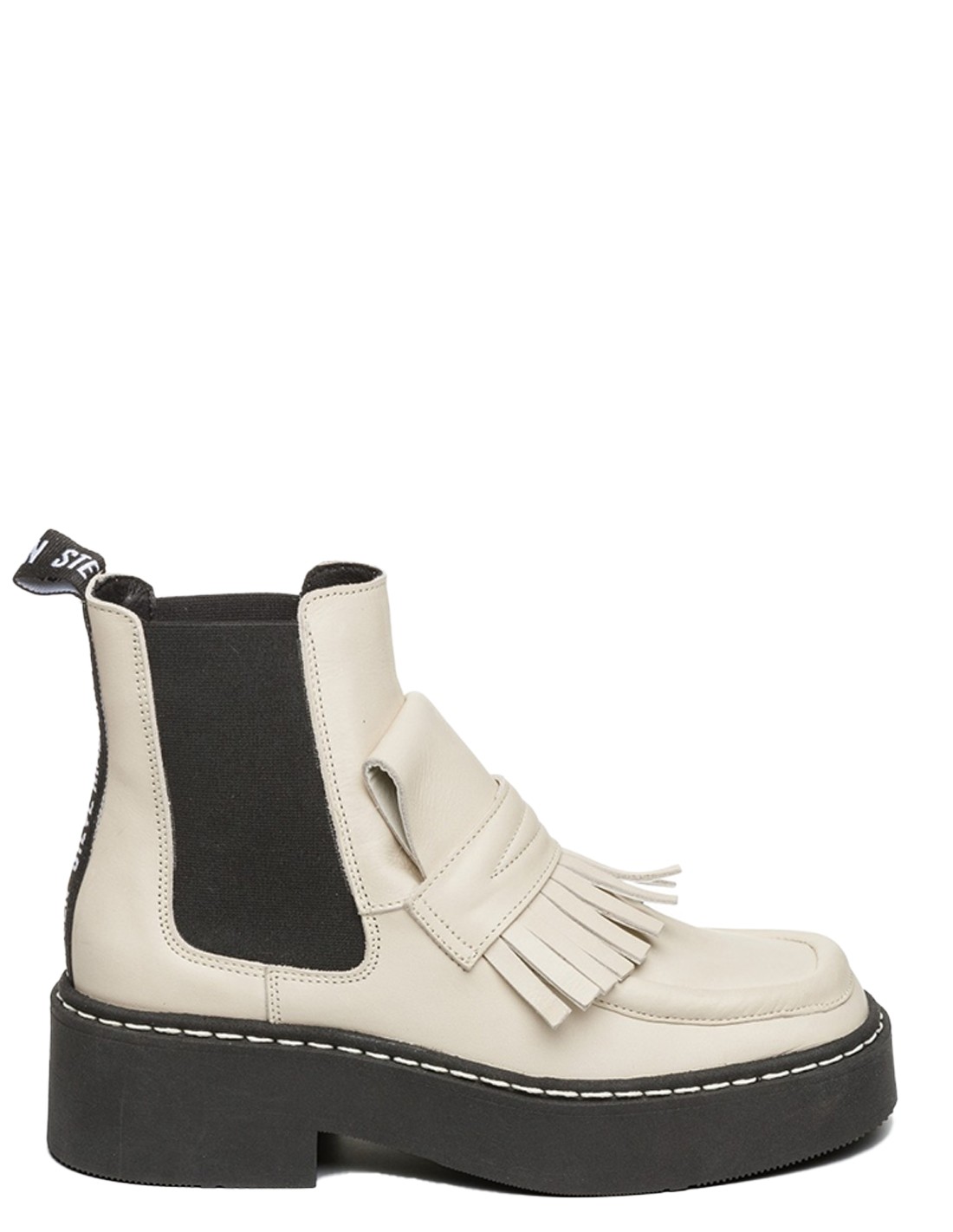 steve madden chelsea boots femme evana bootie cuir beige/noir